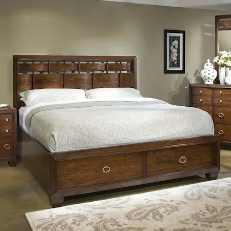 King Storage Bed with Woven Headboard